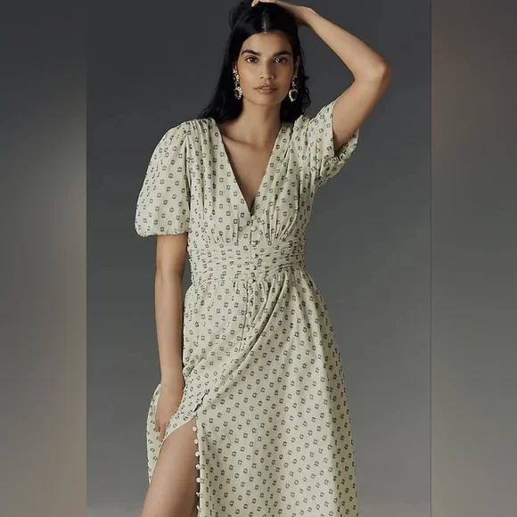 OPEN TO OFFERS NWT Anthropologie Katerina Button-Front Textured Dress Sz Small - Picture 4 of 4